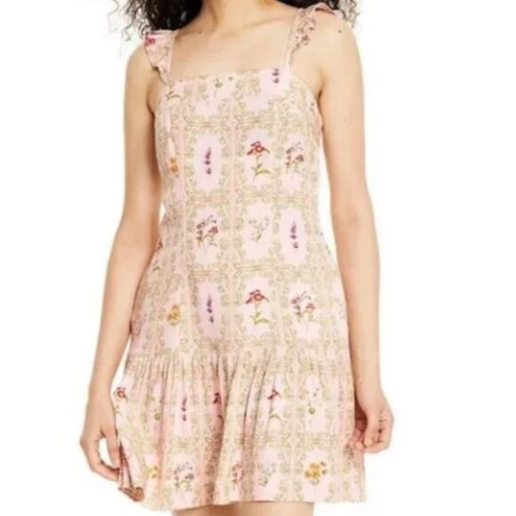 Agua Bendita x Target Pink Floral Tile Sleeveless Dress Women's Size Large - Picture 1 of 9